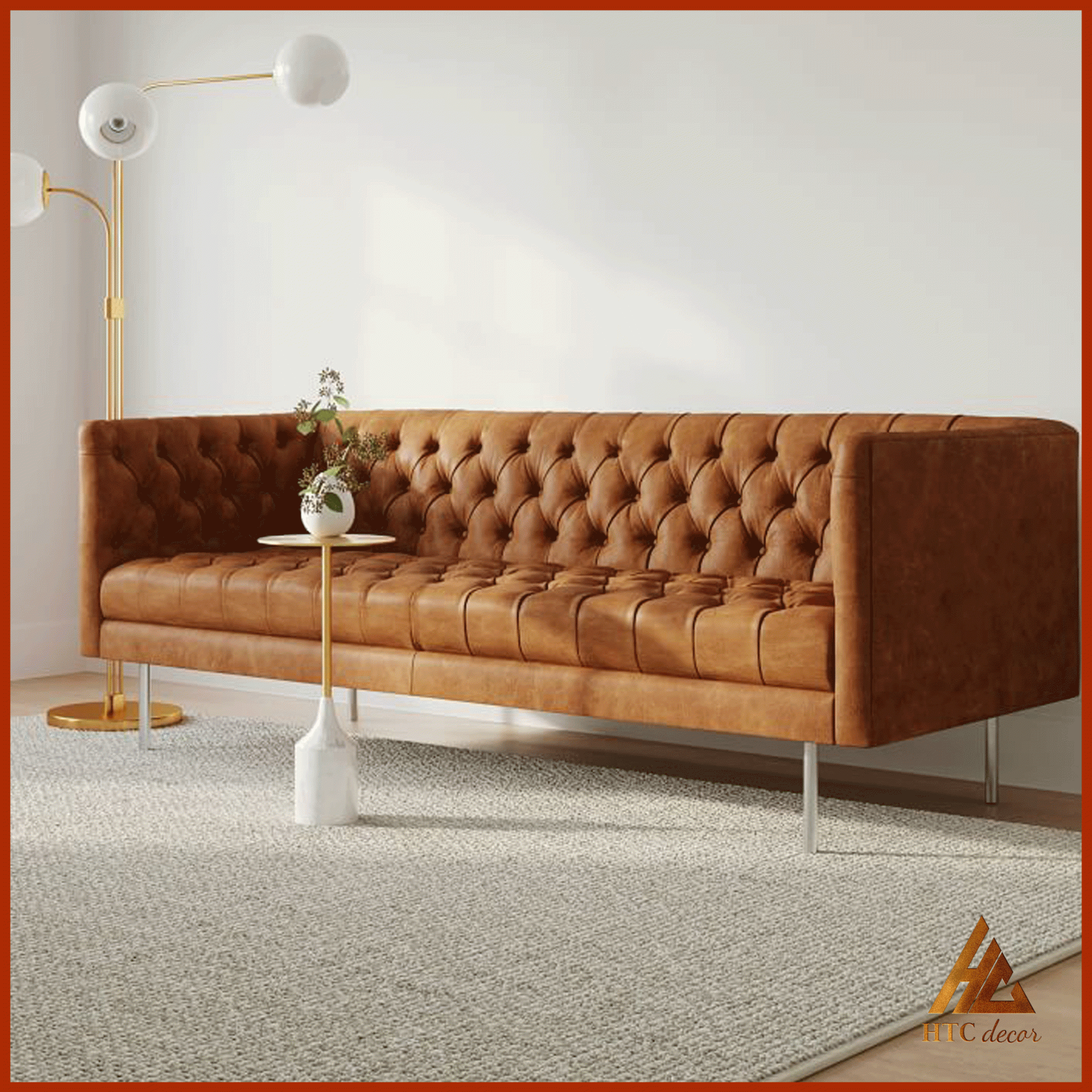 Ghế Sofa Băng Modern Chesterfield Da Simil